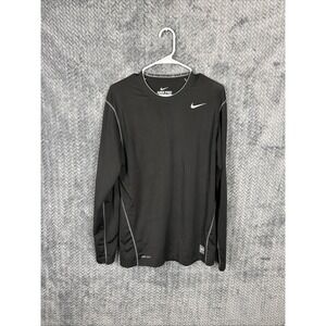Nike Mens Large Pro Combat Hyperwarm Shield Dri-Fit Performance Black Shirt